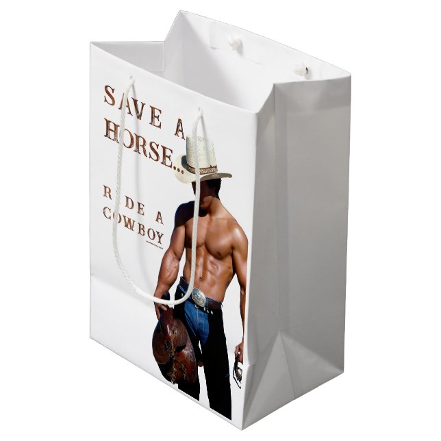 SlipperyJoe's save horse ride straw cowboy hat mus Medium Gift Bag (Front Angled)