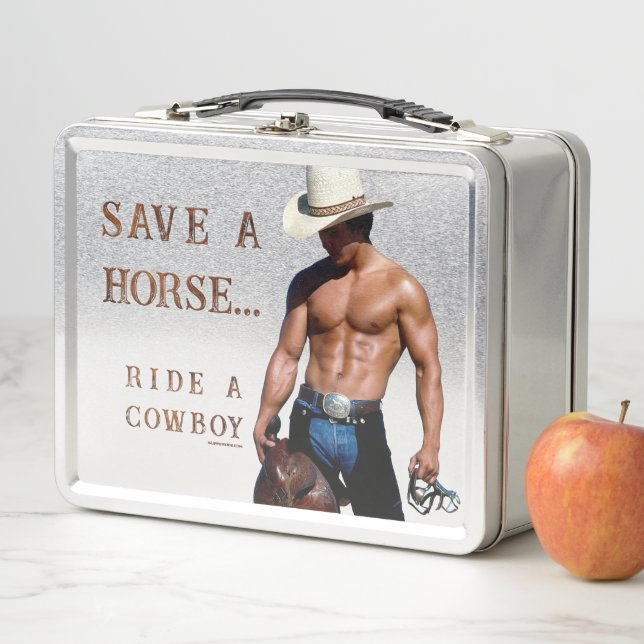 SlipperyJoe's save horse ride straw cowboy hat mus Metal Lunch Box (In Situ)