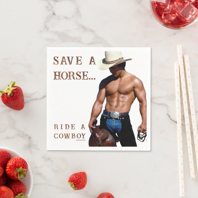 SlipperyJoe's save horse ride straw cowboy hat mus Napkin (Insitu)