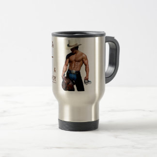 SlipperyJoe's save horse ride straw cowboy hat mus Travel Mug