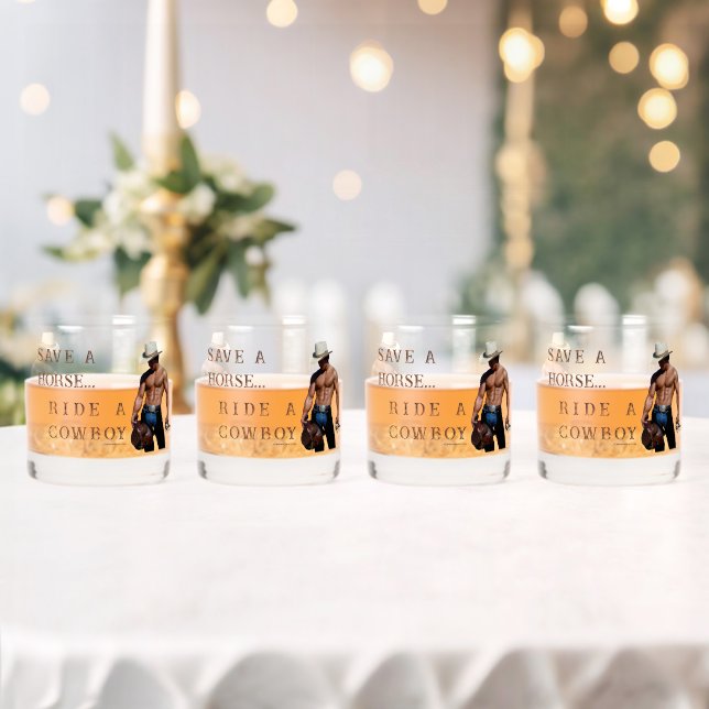 SlipperyJoe's save horse ride straw cowboy hat mus Whiskey Glass (Insitu (Wedding))
