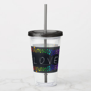 SlipperyJoe's scribbled love word rainbow gradient Acrylic Tumbler