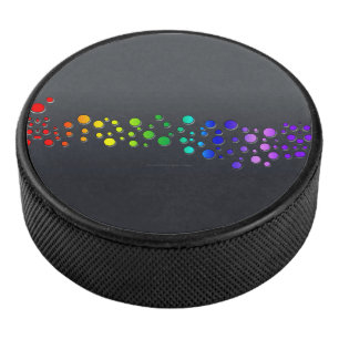 SlipperyJoe's scribbled love word rainbow gradient Hockey Puck