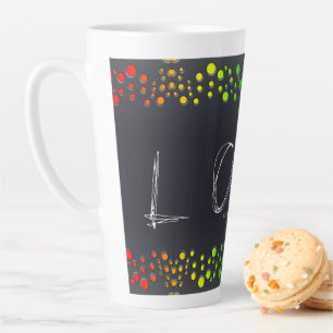 SlipperyJoe's scribbled love word rainbow gradient Latte Mug