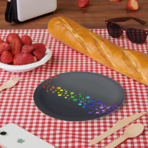 SlipperyJoe's scribbled love word rainbow gradient Paper Plate