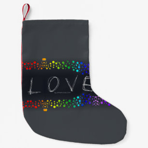 SlipperyJoe's scribbled love word rainbow gradient Small Christmas Stocking