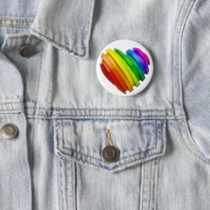 SlipperyJoe's sculptural three‑dimensional heart b 6 Cm Round Badge