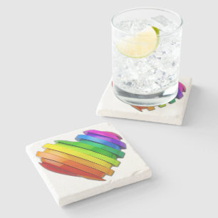 SlipperyJoe's sculptural three‑dimensional heart b Stone Coaster