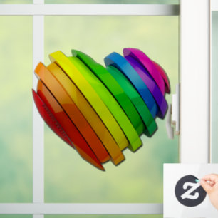 SlipperyJoe's sculptural three‑dimensional heart b Window Cling