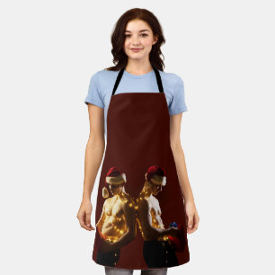 SlipperyJoe's shirtless men back-to-back Christmas Apron