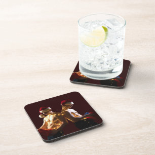 SlipperyJoe's shirtless men back-to-back Christmas Coaster
