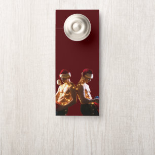SlipperyJoe's shirtless men back-to-back Christmas Door Hanger