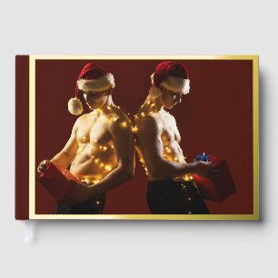 SlipperyJoe's shirtless men back-to-back Christmas Guest Book
