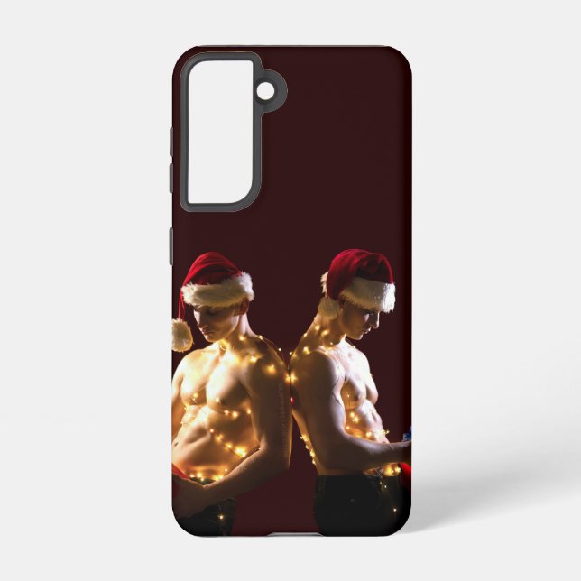 SlipperyJoe's shirtless men back-to-back Christmas Samsung Galaxy S21 Case (Back)