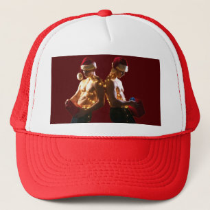 SlipperyJoe's shirtless men back-to-back Christmas Trucker Hat