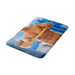 SlipperyJoe's shirtless muscular man abs chest sho Bath Mat