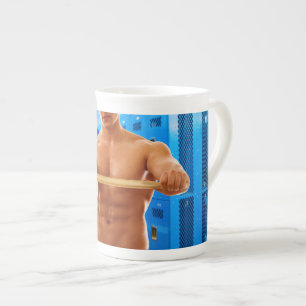 SlipperyJoe's shirtless muscular man abs chest sho Bone China Mug