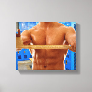 SlipperyJoe's shirtless muscular man abs chest sho Canvas Print