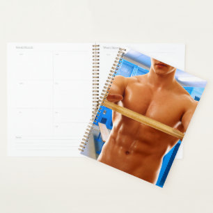 SlipperyJoe's shirtless muscular man abs chest sho Planner
