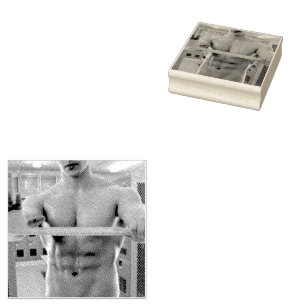 SlipperyJoe's shirtless muscular man abs chest sho Rubber Stamp