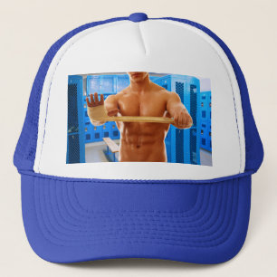 SlipperyJoe's shirtless muscular man abs chest sho Trucker Hat