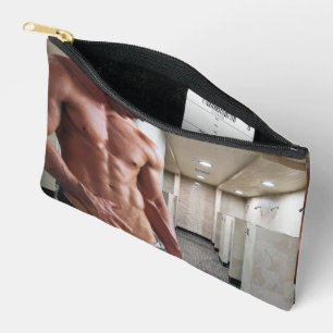 SlipperyJoe's shirtless muscular man torso sixpack Accessory Pouch