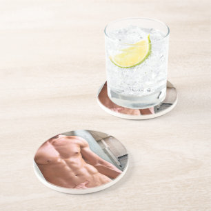 SlipperyJoe's shirtless muscular man torso sixpack Coaster