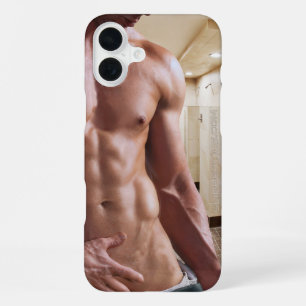 SlipperyJoe's shirtless muscular man torso sixpack iPhone 16 Plus Case