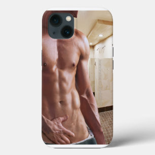 SlipperyJoe's shirtless muscular man torso sixpack iPhone 13 Case