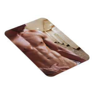 SlipperyJoe's shirtless muscular man torso sixpack Magnet