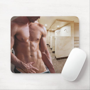 SlipperyJoe's shirtless muscular man torso sixpack Mouse Mat