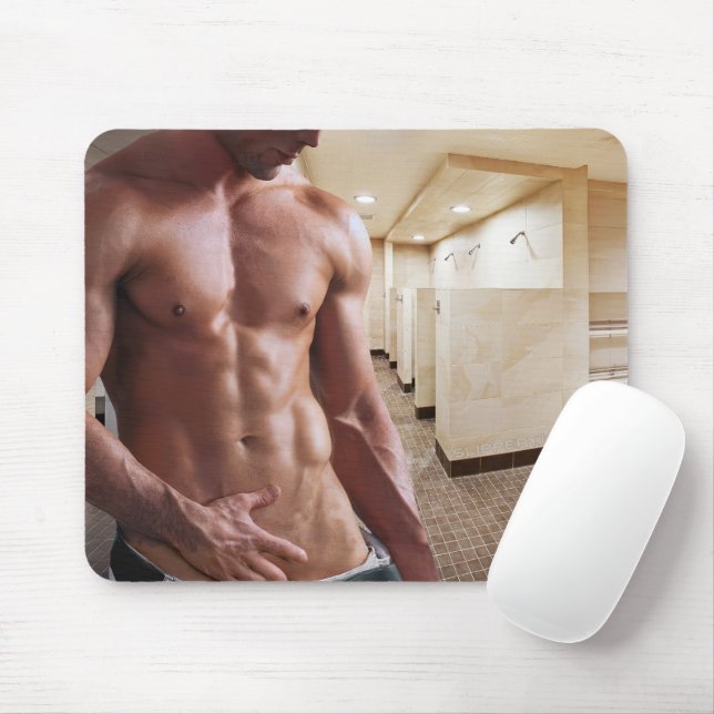 SlipperyJoe's shirtless muscular man torso sixpack Mouse Mat (With Mouse)