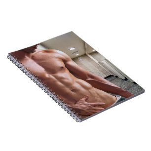 SlipperyJoe's shirtless muscular man torso sixpack Notebook