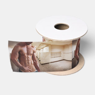 SlipperyJoe's shirtless muscular man torso sixpack Satin Ribbon