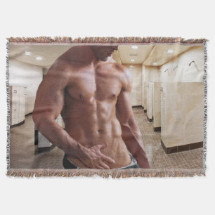 SlipperyJoe's shirtless muscular man torso sixpack Throw Blanket