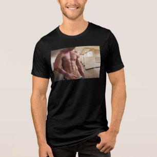 SlipperyJoe's shirtless muscular man torso sixpack Tri-Blend Shirt