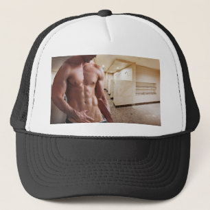 SlipperyJoe's shirtless muscular man torso sixpack Trucker Hat