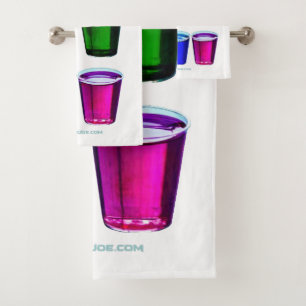 SlipperyJoe's shot glasses six cups arranged horiz Bath Towel Set
