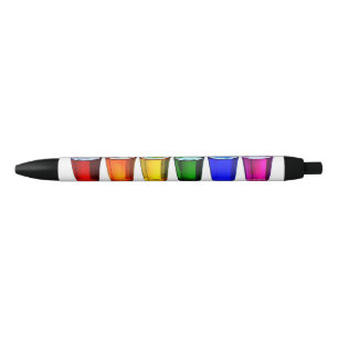 SlipperyJoe's shot glasses six cups arranged horiz Black Ink Pen