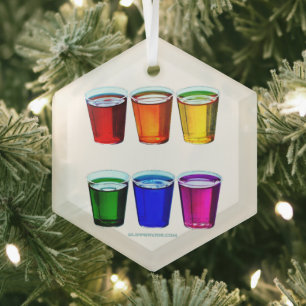 SlipperyJoe's shot glasses six cups arranged horiz Glass Tree Decoration