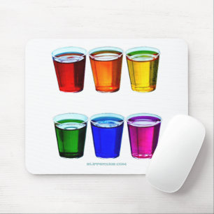 SlipperyJoe's shot glasses six cups arranged horiz Mouse Mat