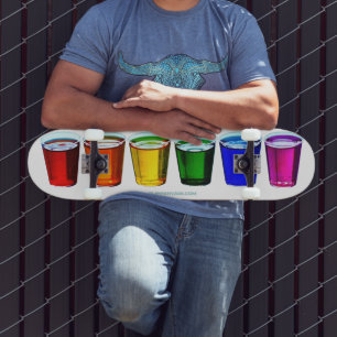SlipperyJoe's shot glasses six cups arranged horiz Skateboard