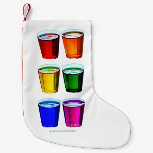 SlipperyJoe's shot glasses six cups arranged horiz Small Christmas Stocking