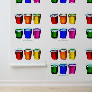 SlipperyJoe's shot glasses six cups arranged horiz Wallpaper