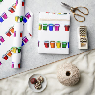 SlipperyJoe's shot glasses six cups arranged horiz Wrapping Paper