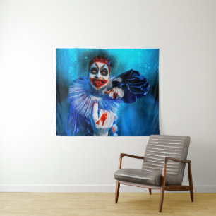 SlipperyJoe's sinister Halloween clown figure smea Tapestry