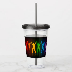 Slipperyjoe's six standing silhouettes arms raised acrylic tumbler