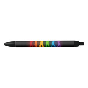 Slipperyjoe's six standing silhouettes arms raised black ink pen