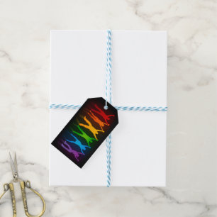 Slipperyjoe's six standing silhouettes arms raised gift tags
