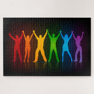 Slipperyjoe's six standing silhouettes arms raised jigsaw puzzle